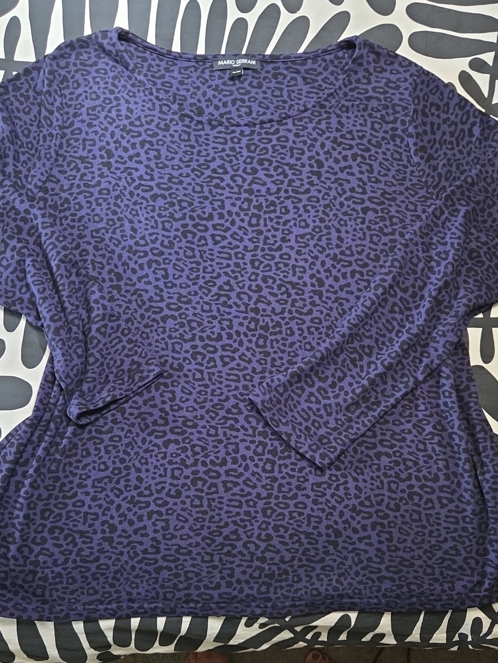 Mario Serrani Purple Leopard-Print Long Sleeve Top